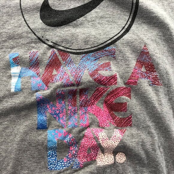 Nike Womens T-Shirt Large Gray Have A Nike Day Smiley Face Graphic Tee Casual - Picture 4 of 6